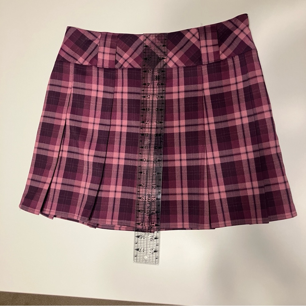 Purple & Pink Plaid Pleated Schoolgirl Skirt - Picture 11 of 12
